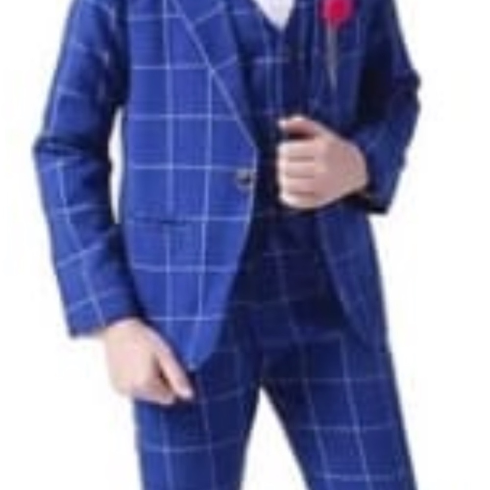 Blue Windowpane Kids Matching Suit Set - Brand: